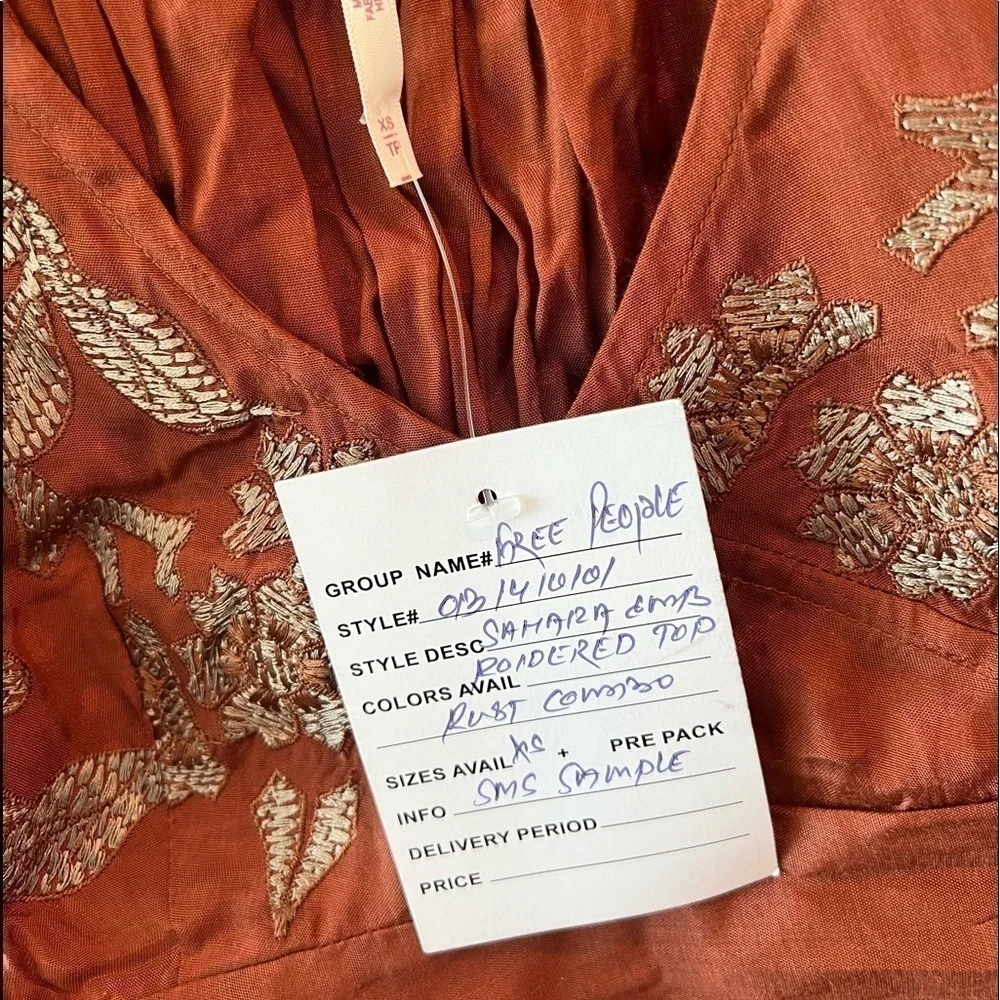 Free People Sahara Embroidered Top In Rust Combo Size XS